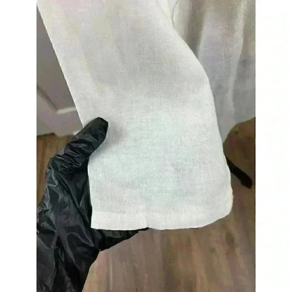 Match Point Linen Tunic Blouse Women's 2XL Minimalist Lagenlook White Buttons - Picture 11 of 14